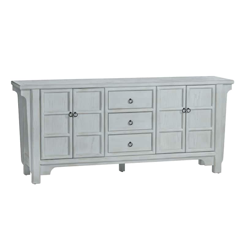 78" Soft Blue 4 Door 3 Drawer Media Credenza_Sideboard