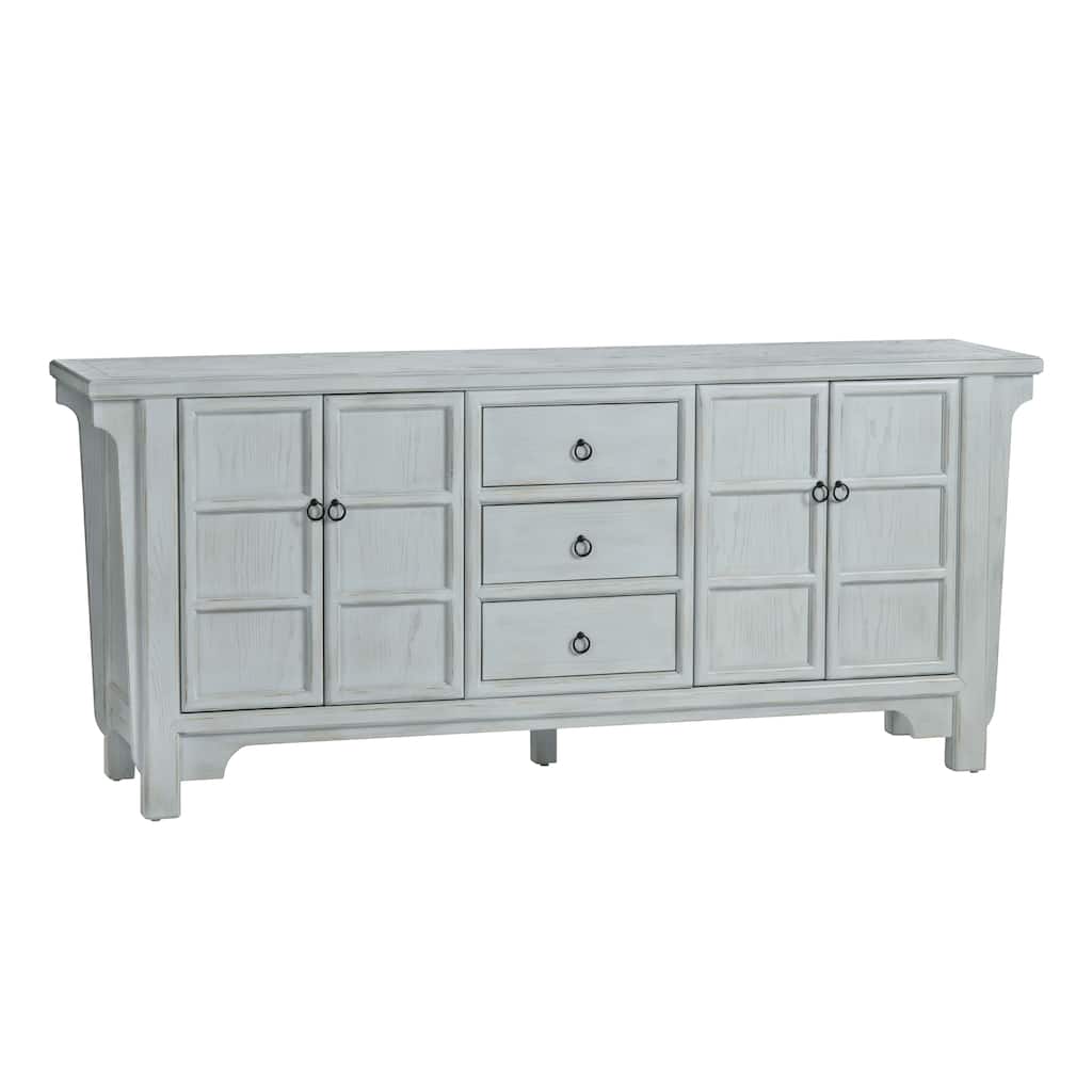 78" Soft Blue 4 Door 3 Drawer Media Credenza_Sideboard