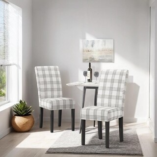 Grey Plaid Dining Chair (Set of 2) - Contemporary Upholstered Fabric ...