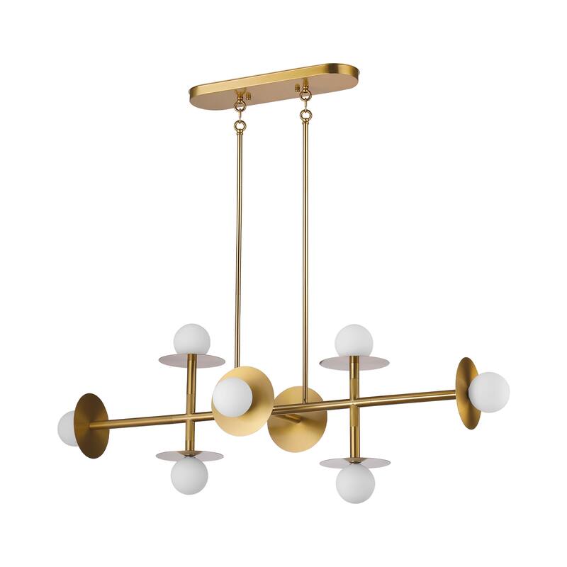 Modern 8-Light Sputnik Linear Island Chandelier
