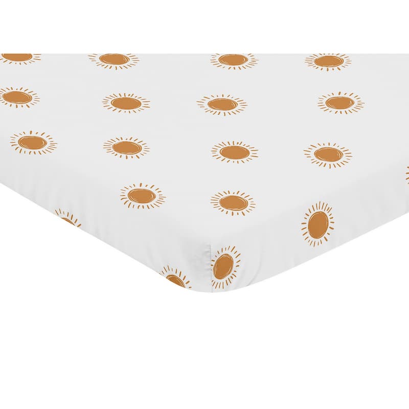 Baby Fitted Mini Portable Crib Sheet Orange and White Boho Sun Portable Crib Pack Play Retro Bohemian Minimalist Gender Neutral