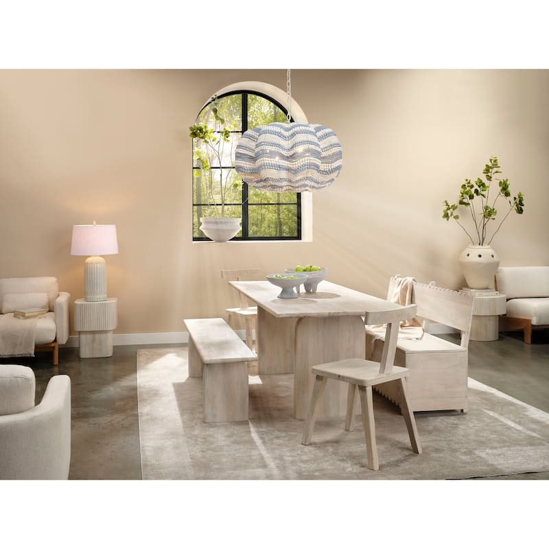 Jamie Young Clamshell Wood Beaded 4-Light Chandelier