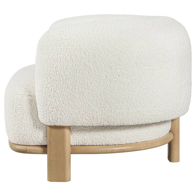 Linia, Accent Chair, Soft Cushioned Barrel Back, Ivory, Brown Wood
