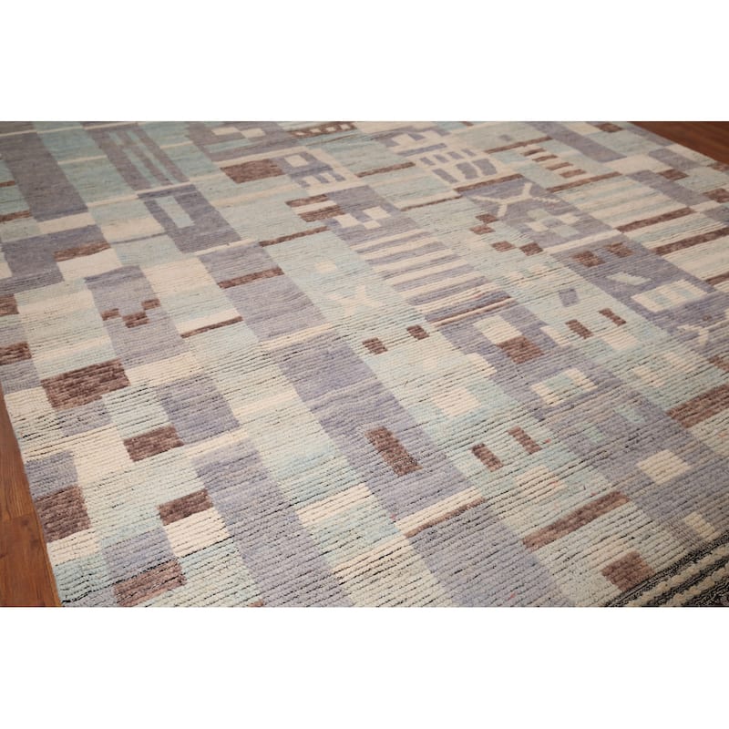 Moroccan Oriental Large Area Rug Hand-Knotted Wool Carpet - 9'8" x 14'11"