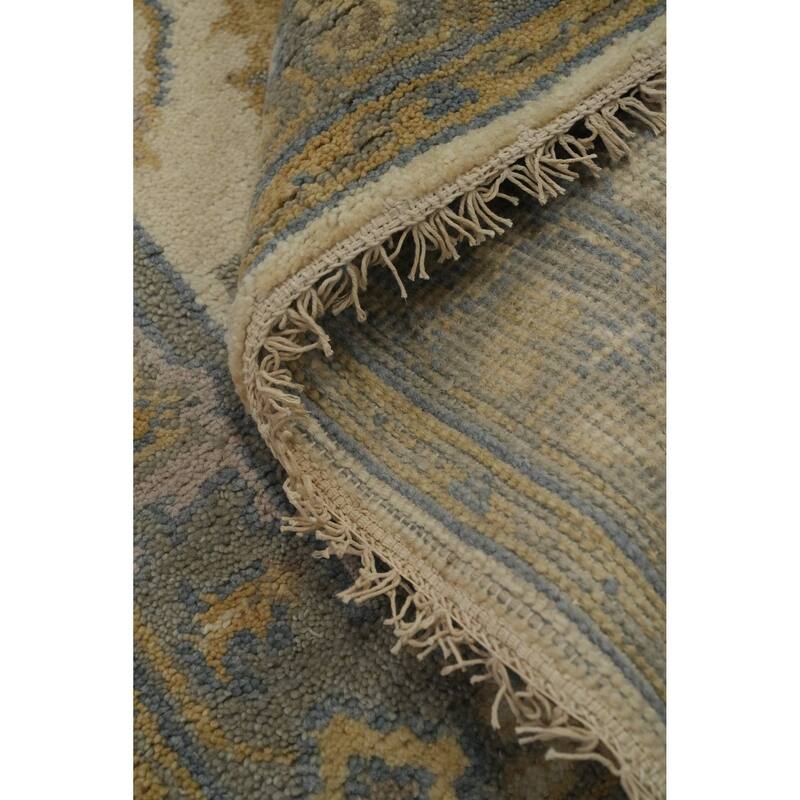 Handmade Floral Oushak Indian Accent Rug, Transitional Wool Carpet - 4' 11'' X 3' 0''