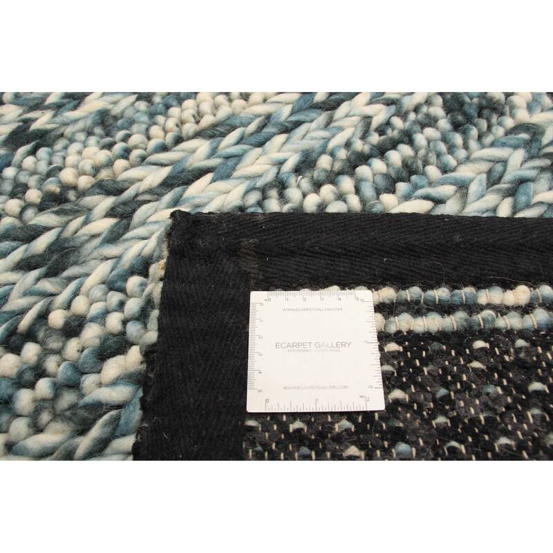 ECARPETGALLERY Braid weave Sienna Teal Wool Rug - 4'10 x 6'9