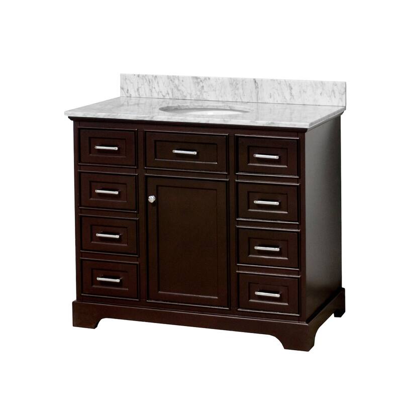 KitchenBathCollection Aria 42" Bathroom Vanity with Carrara Marble Top