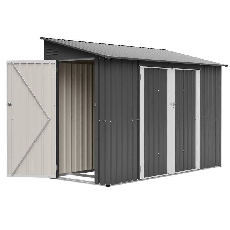 GDFStudio - Lucas All-Weather Outdoor Heavy Duty Metal Storage Shed with Robust Construction and Easy Assembly