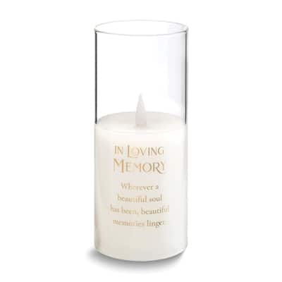 Curata Lillian Rose in Loving Memory Glass Led Candle Holder with Sympathy Verse