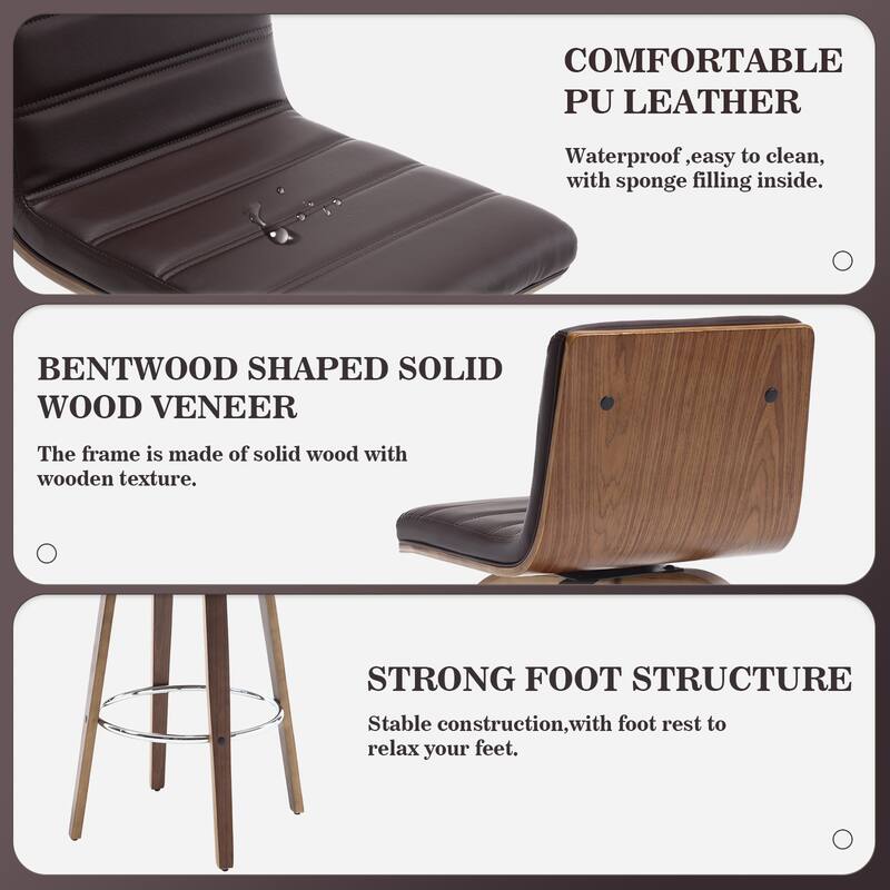 Faux Leather Upholstered Swivel Bar Stools, Counter Stool