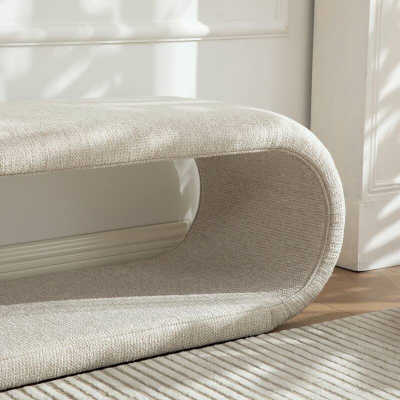 52.17"W Chenille Upholstered Bench for Bedroom End of Bed,Modern Shoe Bench for Entryway,Equipped With An Iron Frame