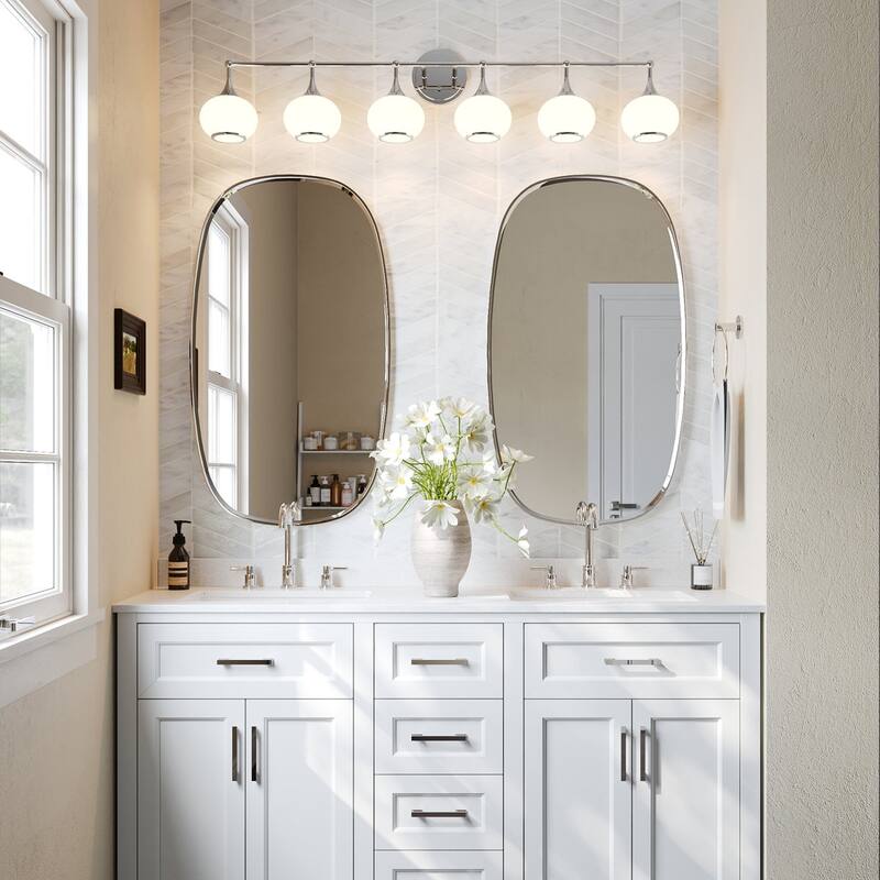 Acroma Aged Brass/Polished Chrome Finish Modern Globe Vanity Light