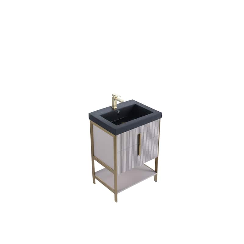 Fine Fixtures Serenity Modern Bathroom Vanity with Black Gel Acrylic Top