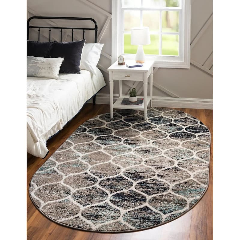 Contemporary Rosilan Collection Area Rug - 5'x8' Oval - Multi-Blue