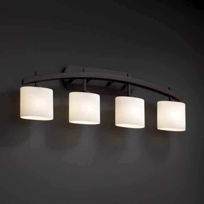 Justice Design Fusion Archway 4-light Dark Bronze Bath Bar, Opal Oval Shade