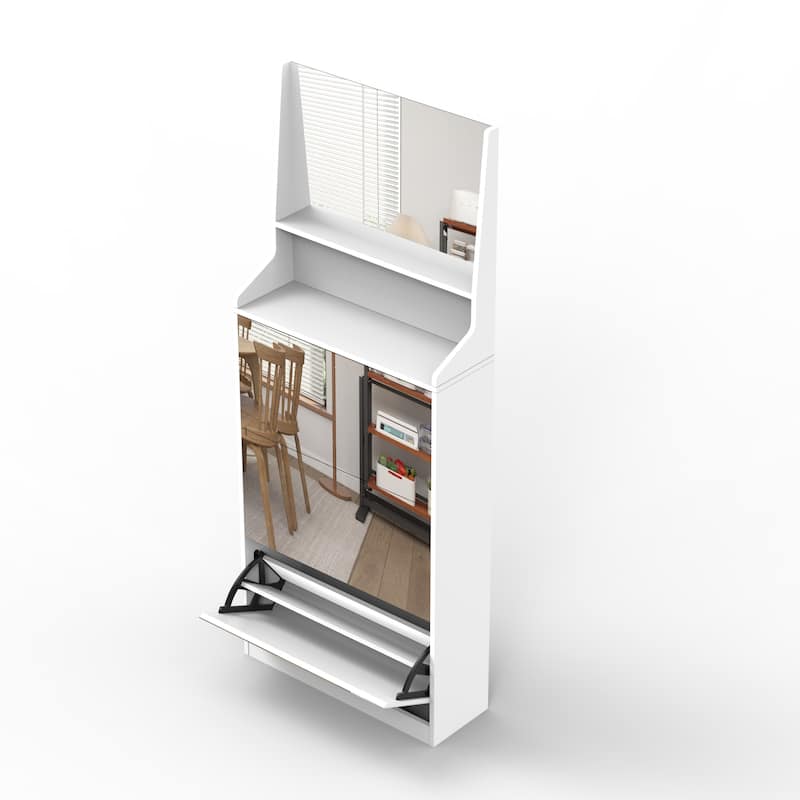 Shoe Cabinet with 3 mirrors,Shoe Storage Cabinet for Entryway,Vertical Shoe Cabinet