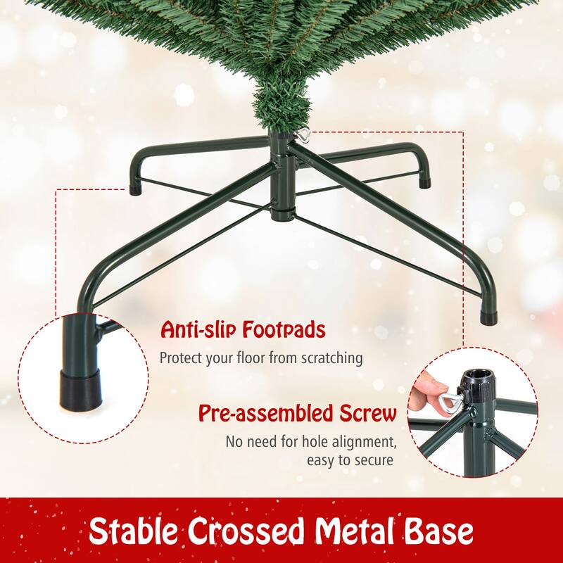 Gymax 7/8 FT Pencil Christmas Tree Artificial Xmas Tree w/ 523/671 - See Details