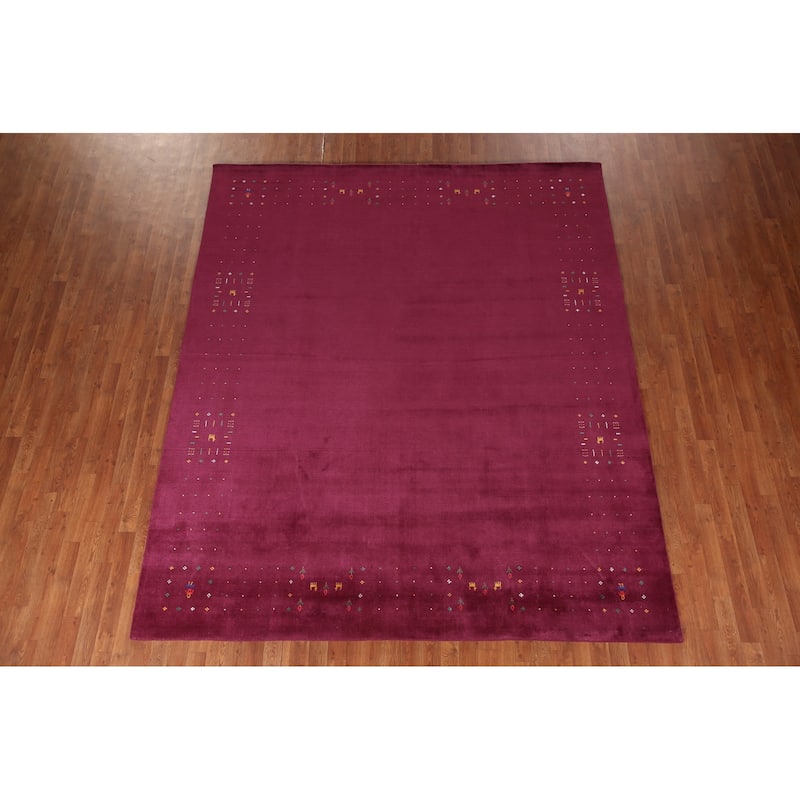 Gabbeh Indian Area Rug Handmade Purple Wool Carpet - 8'2" x 9'8"