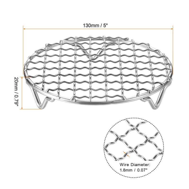 2pcs Round Cooking Rack 5" 201 Stainless Steel Barbecue Grill with 20mm Legs - 5 Inch - Silver
