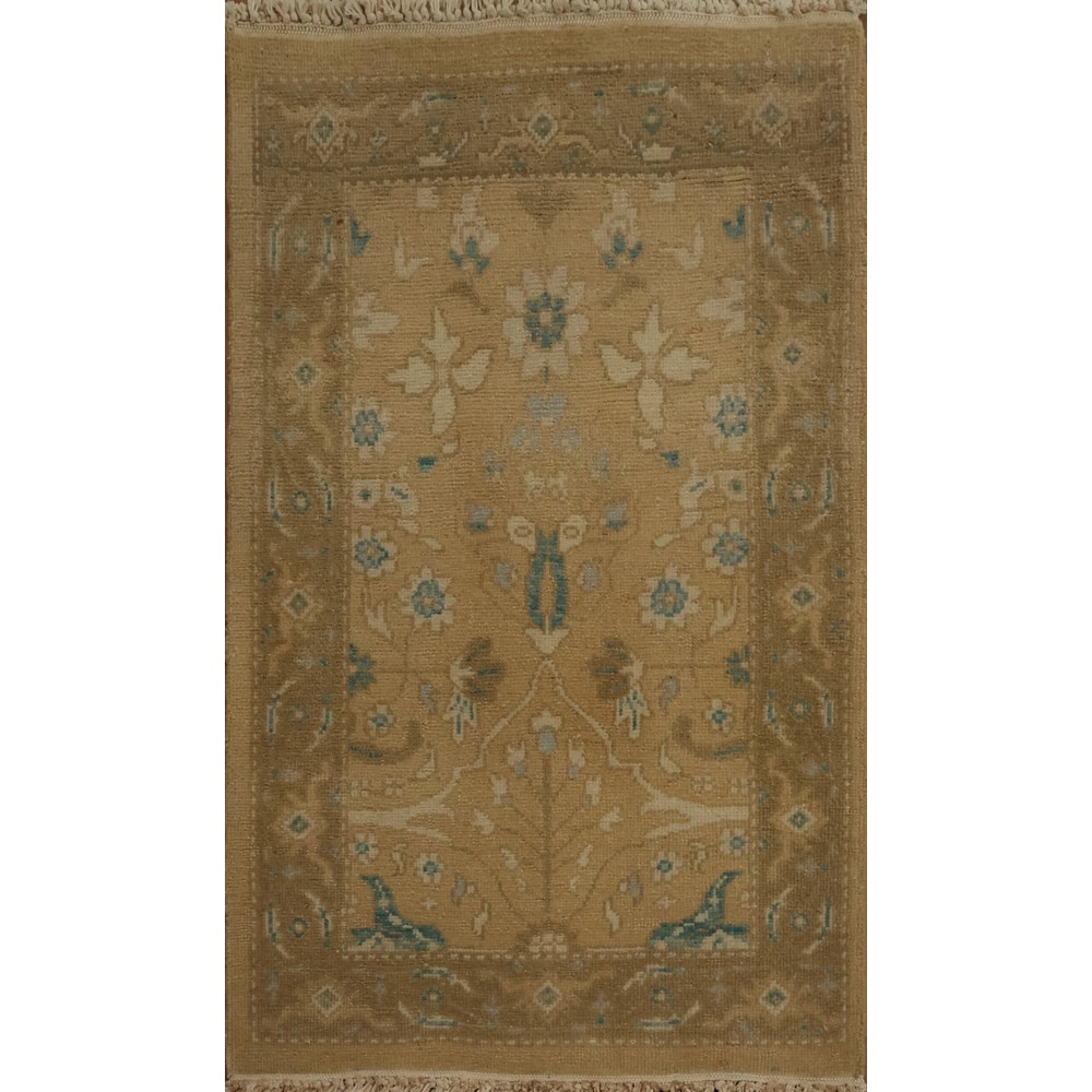 Hand Knotted Oriental 100% Wool Carpet Traditional All-Over Brown Ziegler Area Rug - 2' 11'' X 1' 11''