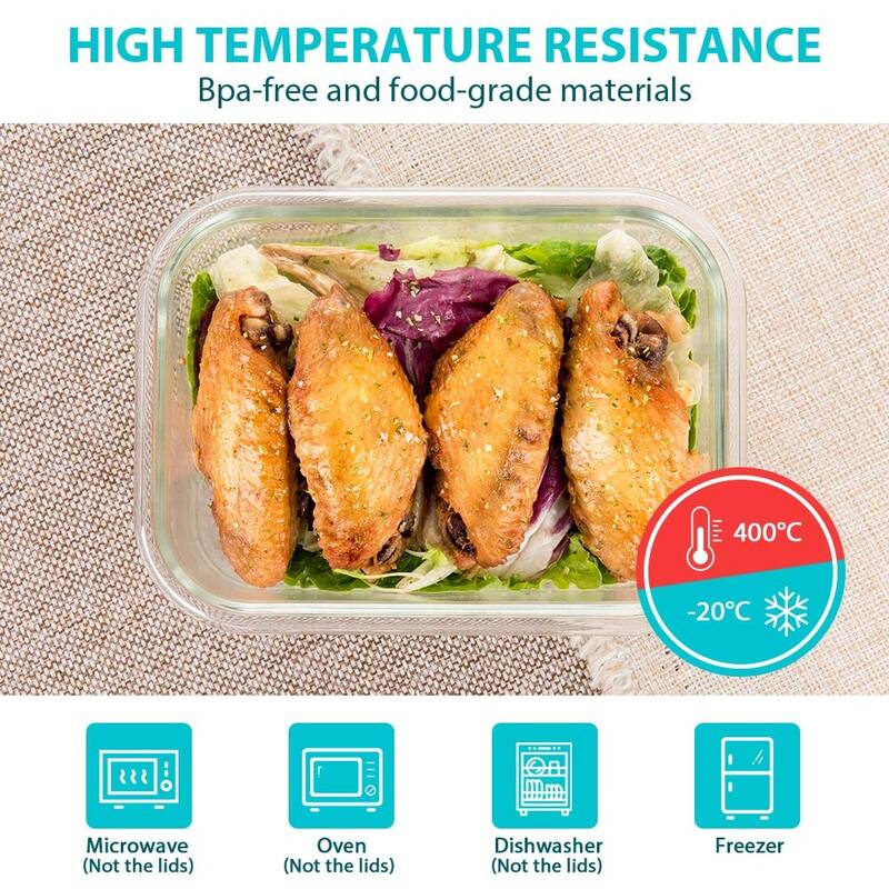 Glass Food Storage Containers with Lids, [24 Piece] Meal Prep, Airtight Bento Boxes, BPA Free & Leak Proof
