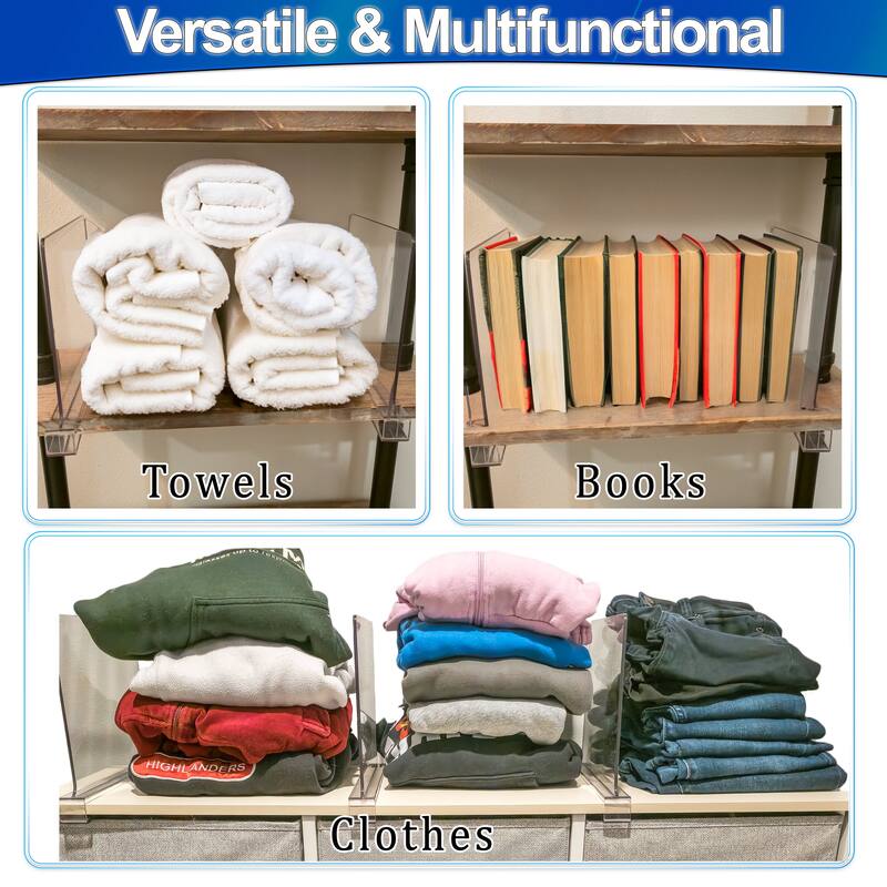 Shelf Divider Clear Acrylic Closet Organizer Storage Rack Separator For Clothes