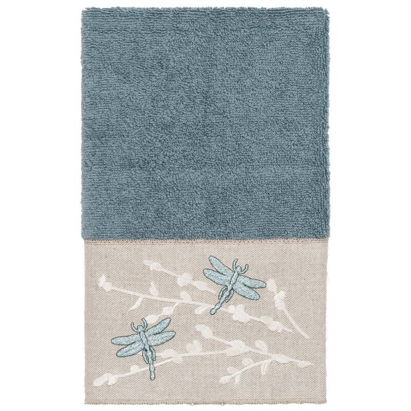 Authentic Hotel and Spa 100% Turkish Cotton Braelyn Embellished Hand Towel - Teal