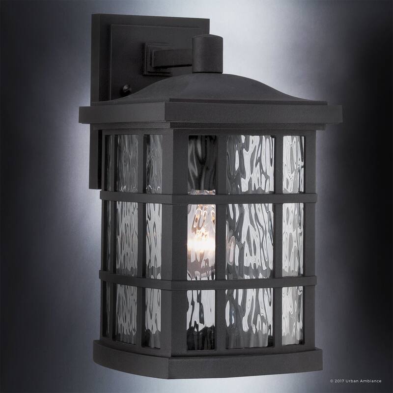 Luxury Craftsman Outdoor Wall Light, 13"H x 8"W, with Tudor Style, Highly-Detailed Design, Black Silk Finish