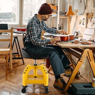 Mechanic Stool w/ Wheels Swivel Rolling Garage Stool w/ Padded Seat