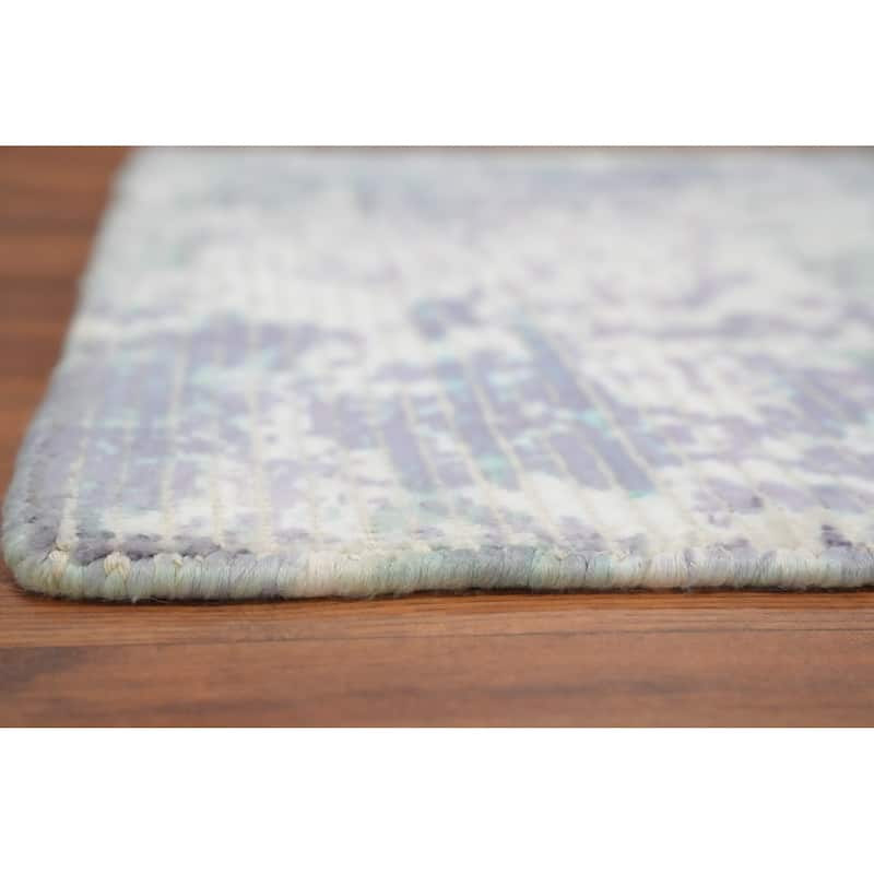 Hand Knotted Oriental Viscose Silk Carpet Modern Abstract Purples Abstract Area Rug - 4' 0'' X 2' 0''