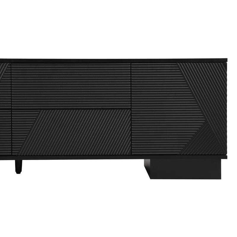 70.8" Modern TV Stand for TVs up to 75 Inches, Entertainment Center with Storage Cabinets, 4 Drawers and a Metal Center Leg