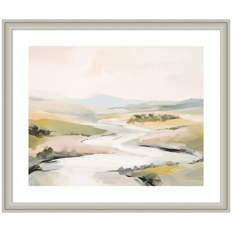 Kate and Laurel Tranquil Landscape No. 2 by Amy Lighthall Framed Wall Art Print - 26 x 22 - Silver
