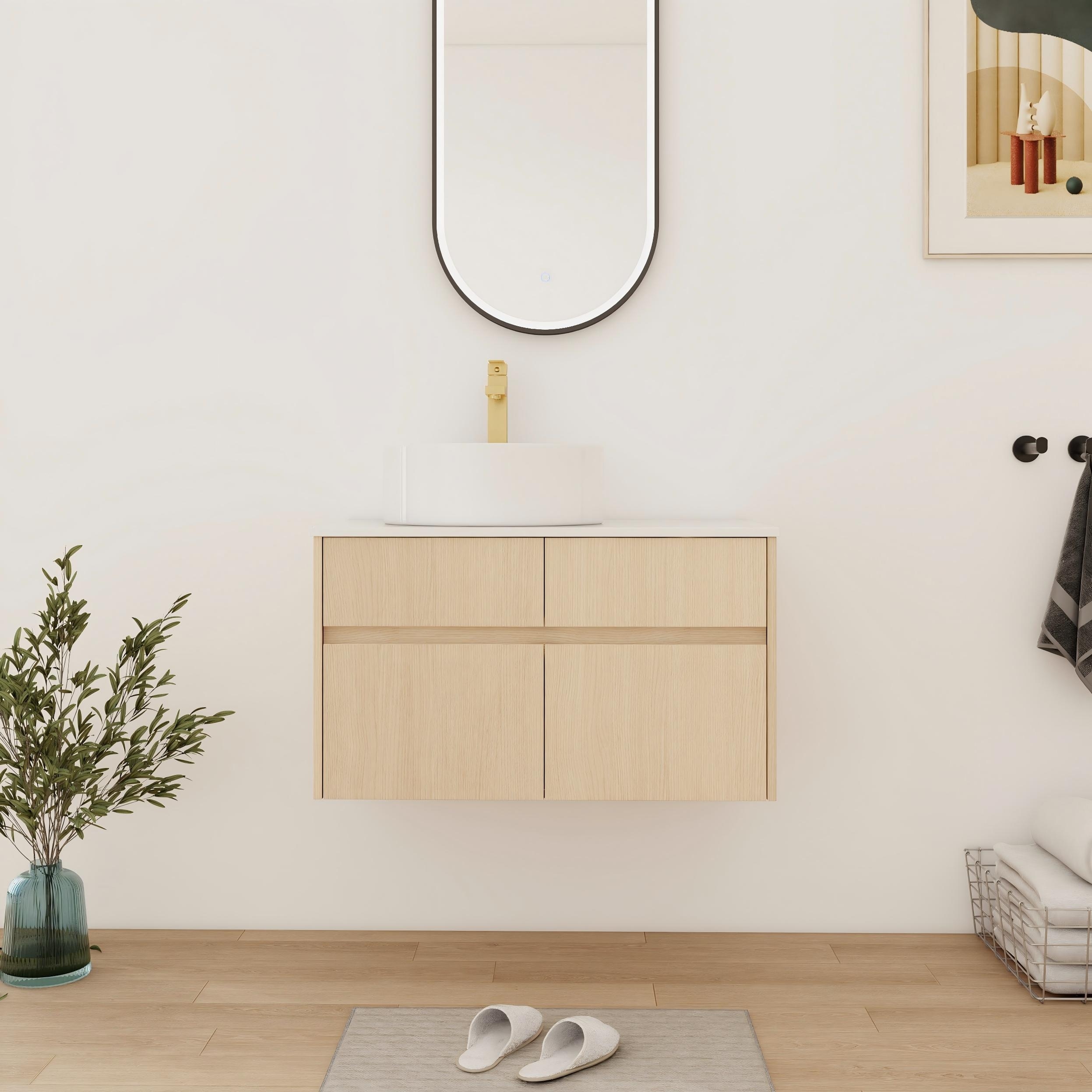 Bathroom Vanity With Sink In 32 Inch, Floating Bathroom Vanity With 2 Soft Close Doors And Drawer