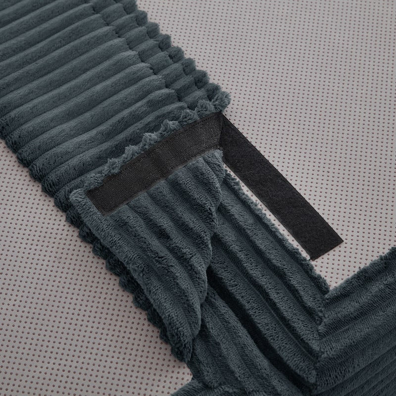 Cloud Sectional Sofa, Convertible L-Shape Corduroy Couch with Ottoman, 4-Seat Plush Living Room Compressed Sofa