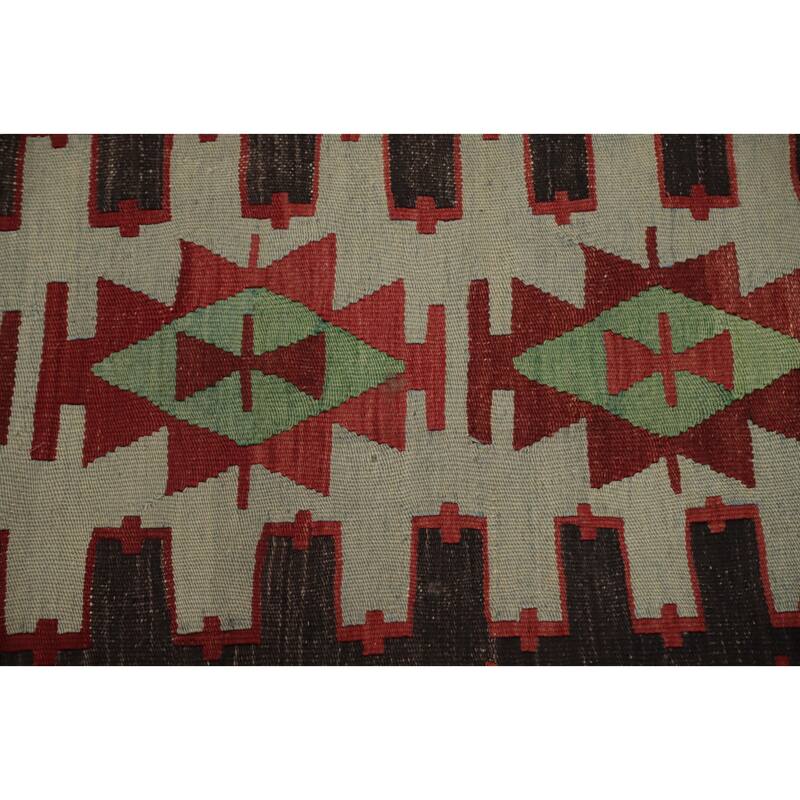 Hand Woven Oriental 100% Wool Carpet Southwestern Tribal Oranges & Rust Kilim Area Rug - 11' 3'' X 5' 8''