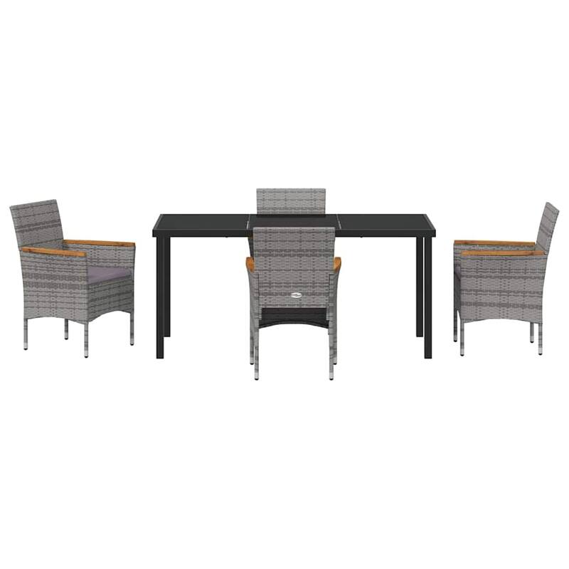 vidaXL Garden Dining Set with Cushion Black Poly Rattan