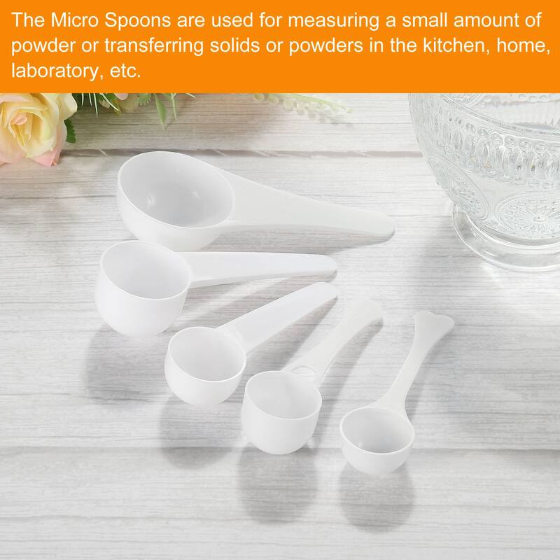 Micro Spoons 5 Gram Measuring Scoop Round Bottom Mini Spoon 15Pcs - White