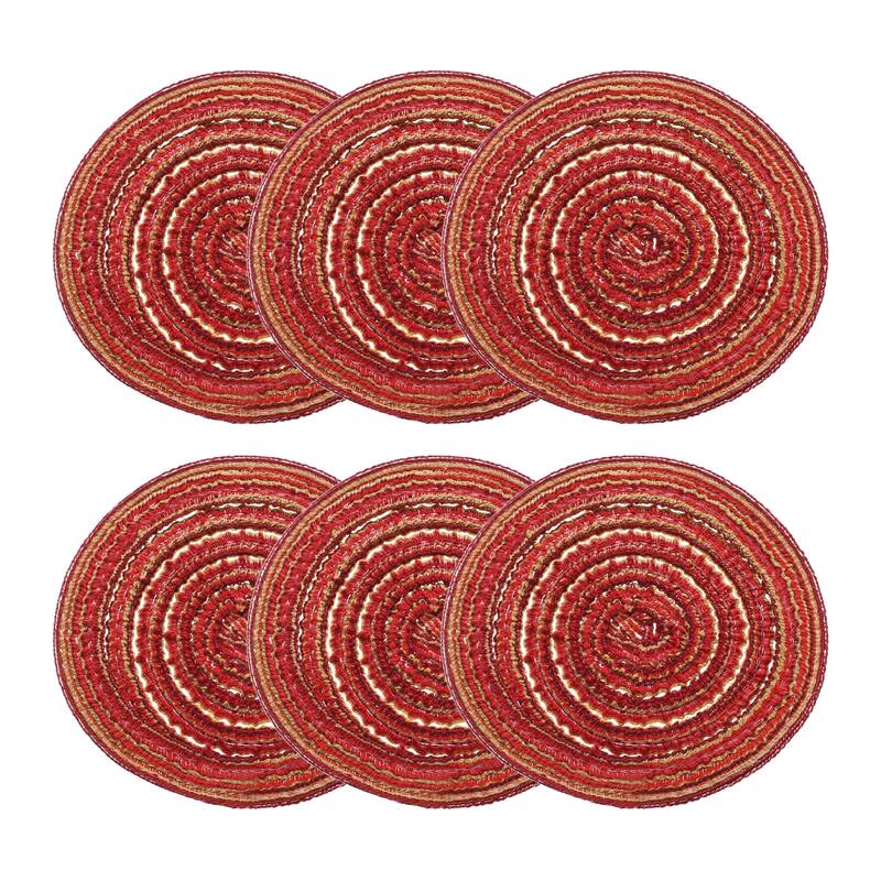 6pcs Round Braided Placemats Non-Slip Washable Round Table Mats
