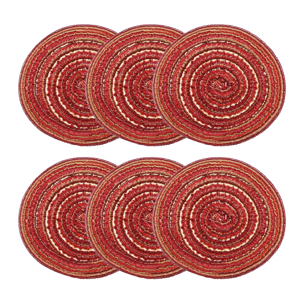 6pcs Round Braided Placemats Non-Slip Washable Round Table Mats