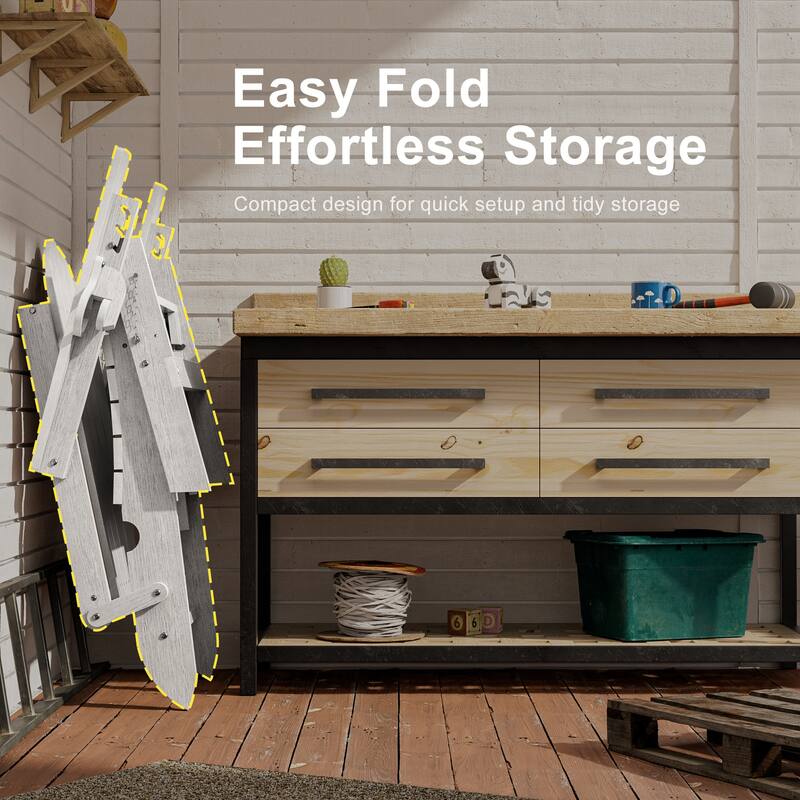 3-Position Adjustable Folding Adirondack Chair W/ Ottoman for Outdoor