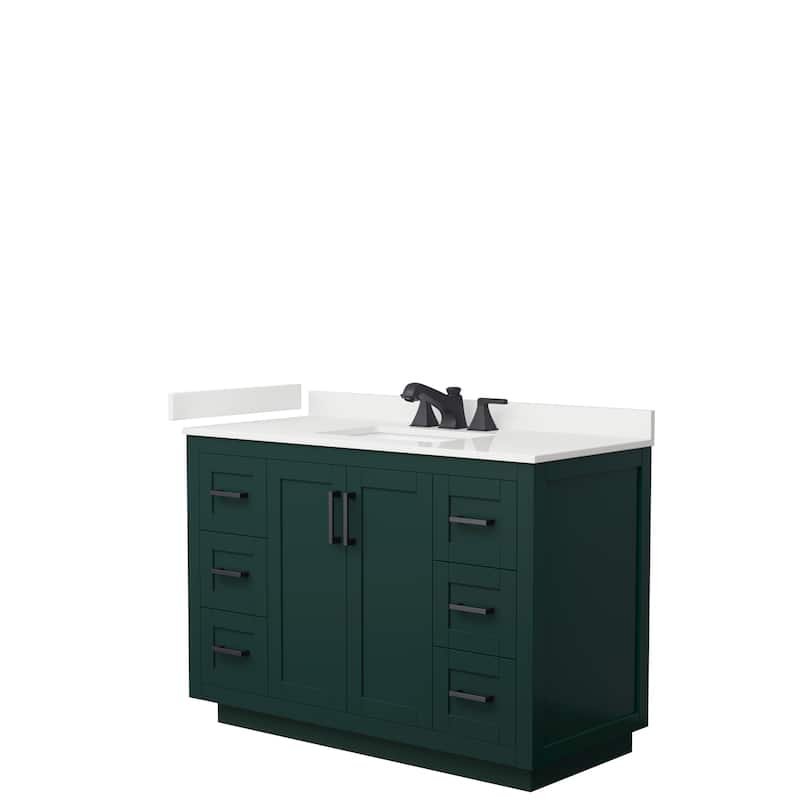 Miranda 48-inch Single Vanity, Quartz Top - Green, Black Trim, White Quartz Top