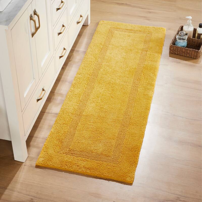 Better Trends Bath Rugs 100% Cotton Reversible Highly Water Absorbent Bathroom Rug for Shower, Sink, Bath Mats - Lux Collection