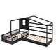 preview thumbnail 6 of 9, Twin Size L-Shaped House Platform Bed with 3 Storage Drawers, Espresso