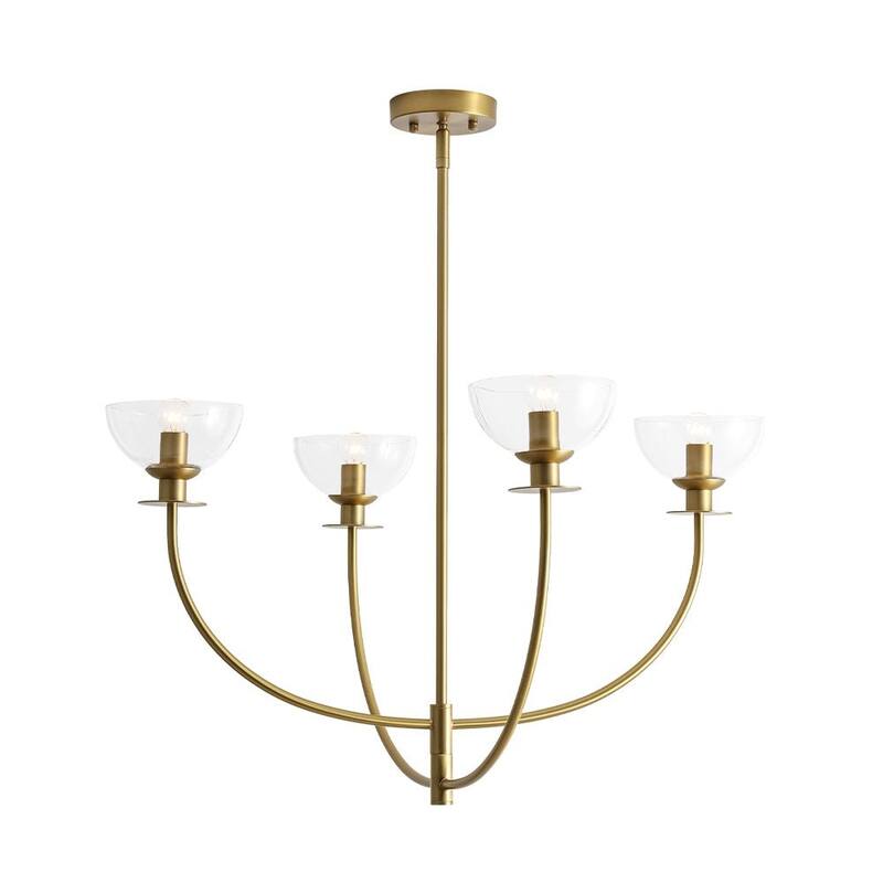 Modern 4-Light Cup Shape Clear Glass Arc Metal Chandelier - 29.7 in