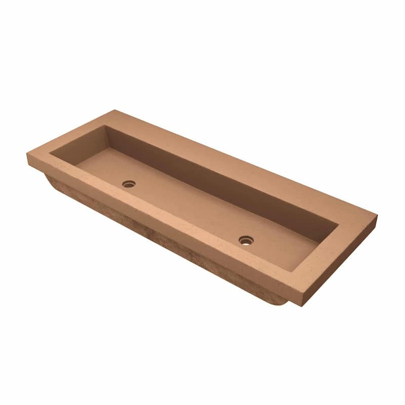Trough 48-inch NativeStone Drop-in Double Bathroom Sink - 48" x 19" x 5" - Terracotta - No Faucet Holes