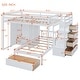 preview thumbnail 4 of 11, Full Over Twin Bunk Bed Frame with Drawers and Shelves, Wardrobe,White