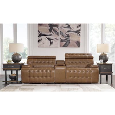 Signature Design by Ashley Temmpton Brown 3-Piece Power Reclining Sectional Loveseat with Console - 100"W x 44"D x 34"H