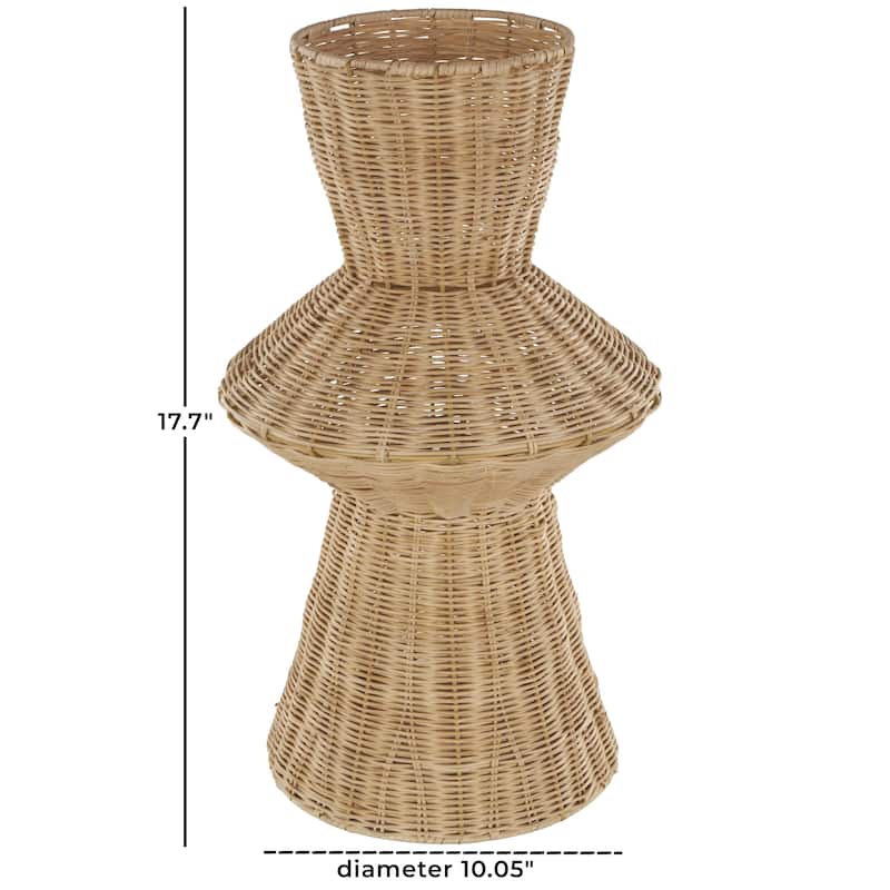 Rattan Handmade Woven Tapered Fluted Decorative Vase - Brown - Roche River Decor