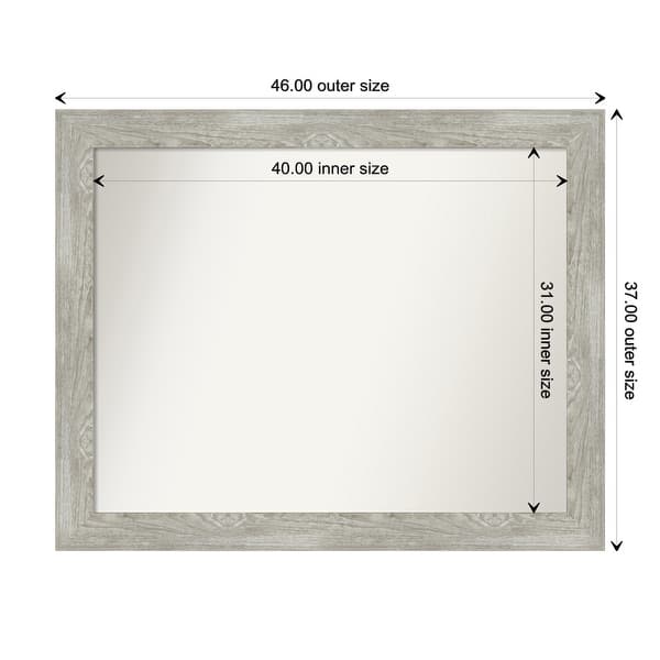 dimension image slide 95 of 113, Dove Greywash Framed Non-Beveled Custom Wall Mirror, Bathroom Vanity Mirror