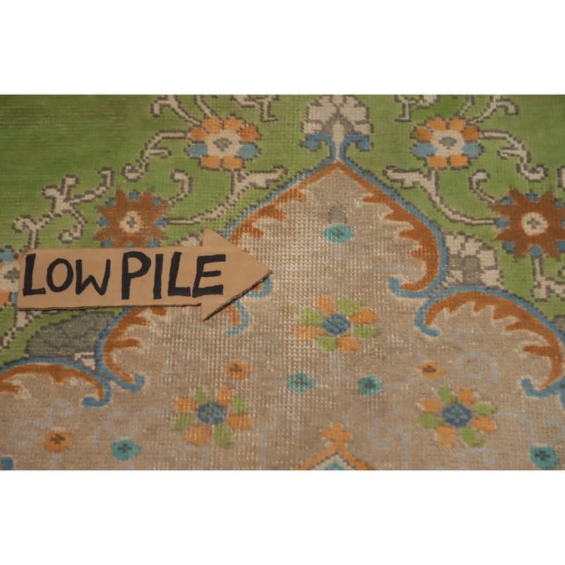 Hand Knotted Oriental 100% Wool Carpet Traditional Floral Green Tabriz Area Rug - 12' 4'' X 9' 8''
